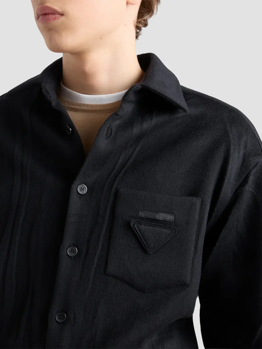 Prada Men's Wool and Cashmere Shirt - Black | Thumbnail 6