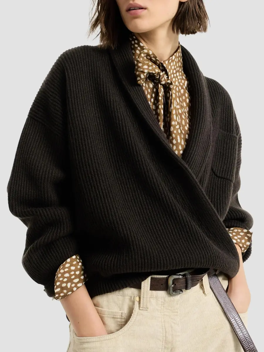 Brunello Cucinelli Women's Cashmere English Rib Cardigan | Thumbnail 4 Brunello Cucinelli Women's Cashmere English Rib Cardigan | Thumbnail 4