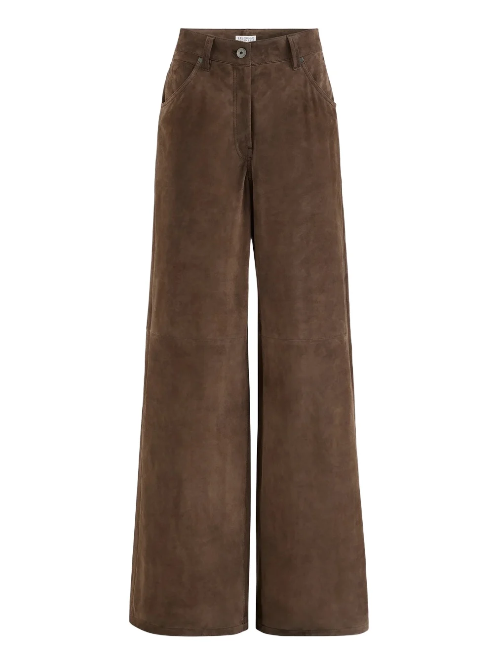 Brunello Cucinelli Women's Suede Baggy Trousers with Monili - Rust Brown