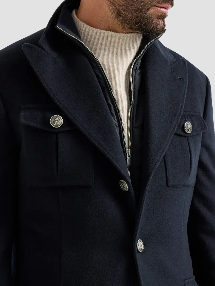 Brunello Cucinelli Men's Virgin Wool Beaver Cloth Outerwear Blazer with Thermore-Padded Detachable Vest | Thumbnail 5 Brunello Cucinelli Men's Virgin Wool Beaver Cloth Outerwear Blazer with Thermore-Padded Detachable Vest | Thumbnail 5