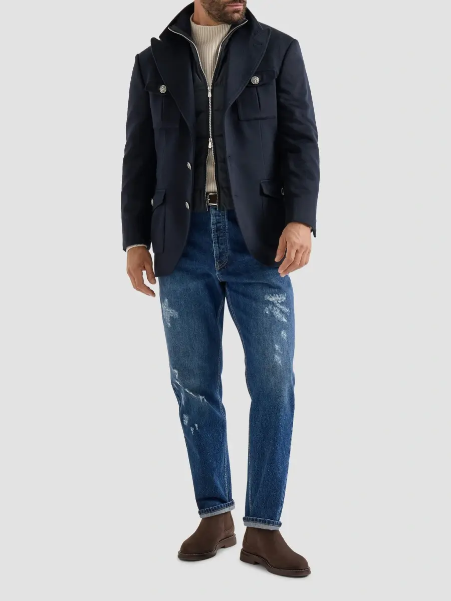 Brunello Cucinelli Men's Virgin Wool Beaver Cloth Outerwear Blazer with Thermore-Padded Detachable Vest | Thumbnail 6 Brunello Cucinelli Men's Virgin Wool Beaver Cloth Outerwear Blazer with Thermore-Padded Detachable Vest | Thumbnail 6