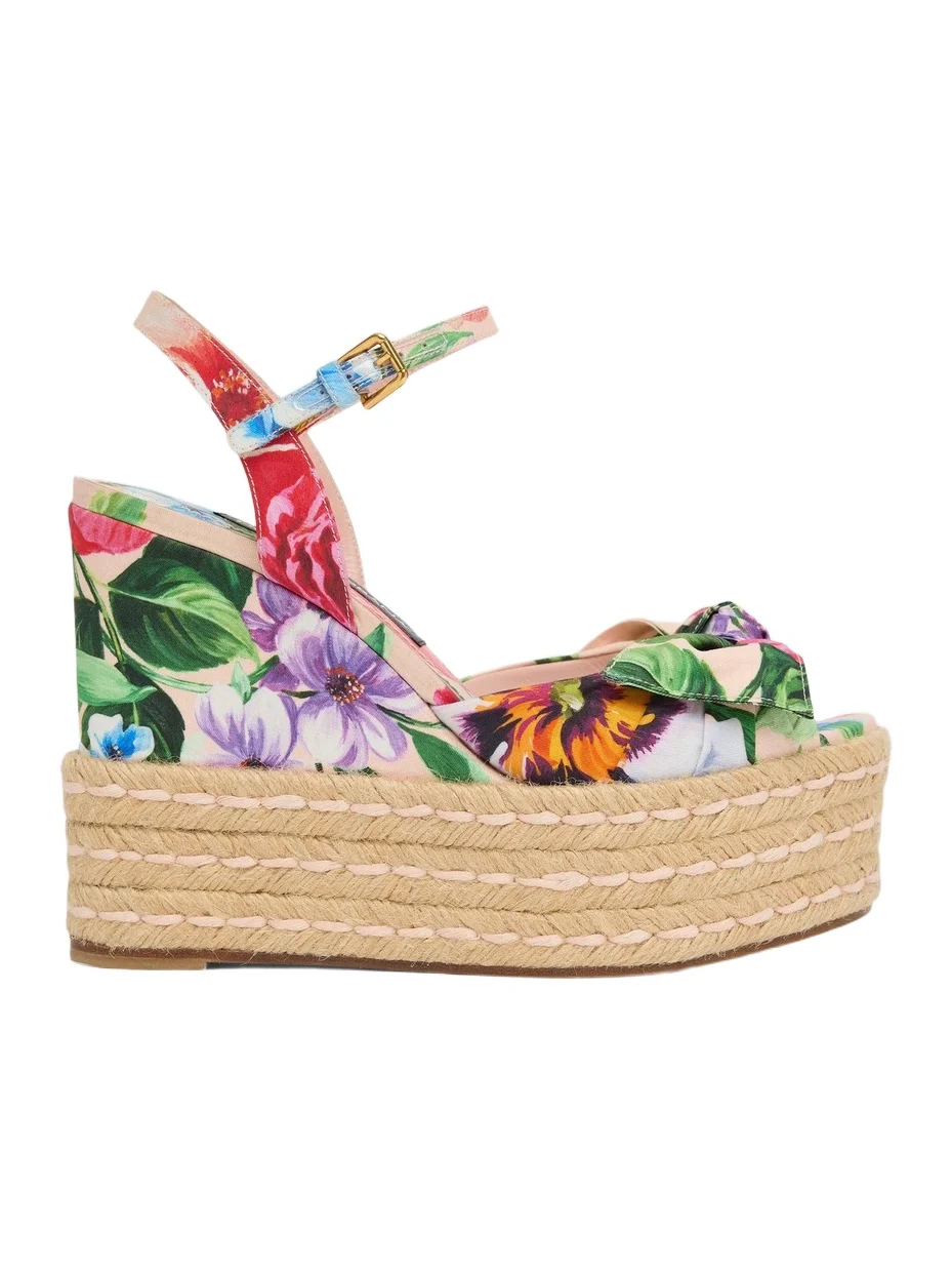 Dolce & Gabbana Women's 90MM Floral Espadrille Wedge Sandals