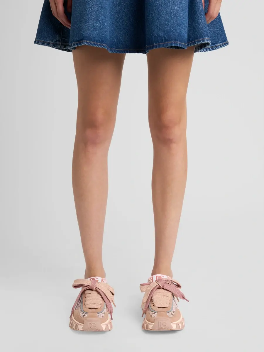 Dolce & Gabbana Women's Logo Lace-Trim Suede Low-Top Sneakers | Thumbnail 2