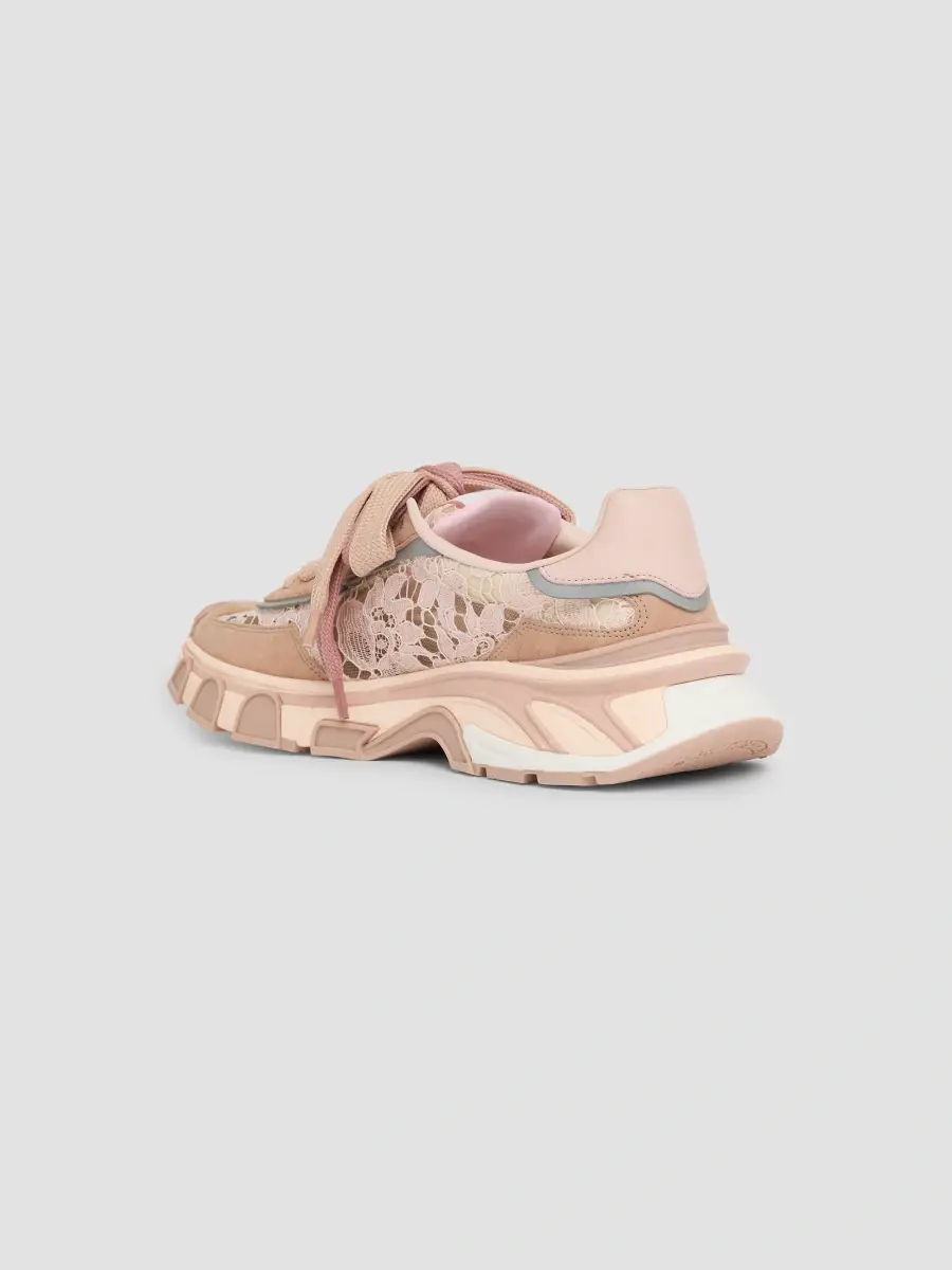 Dolce & Gabbana Women's Logo Lace-Trim Suede Low-Top Sneakers | Thumbnail 4