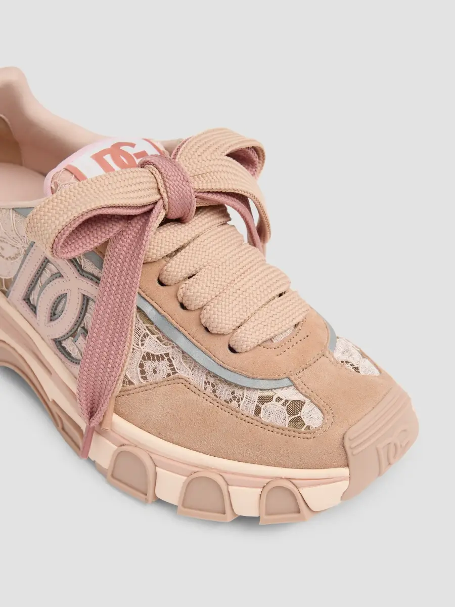 Dolce & Gabbana Women's Logo Lace-Trim Suede Low-Top Sneakers | Thumbnail 5