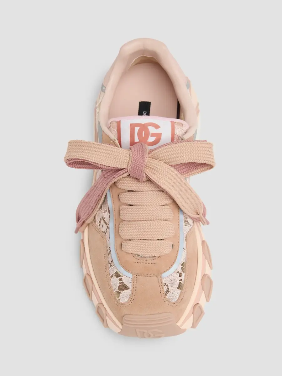 Dolce & Gabbana Women's Logo Lace-Trim Suede Low-Top Sneakers | Thumbnail 6