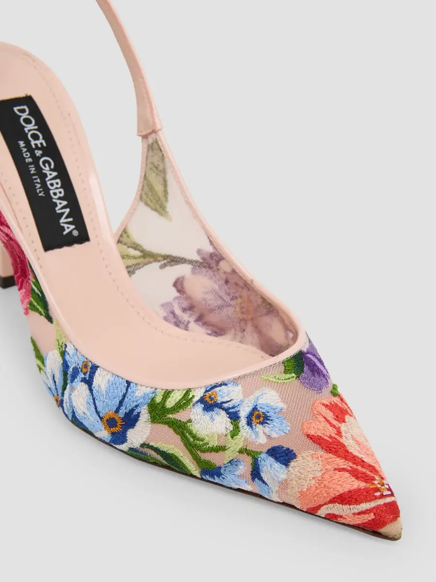 Dolce & Gabbana Women's 90MM Floral Embroidered Slingback Pumps | Thumbnail 5