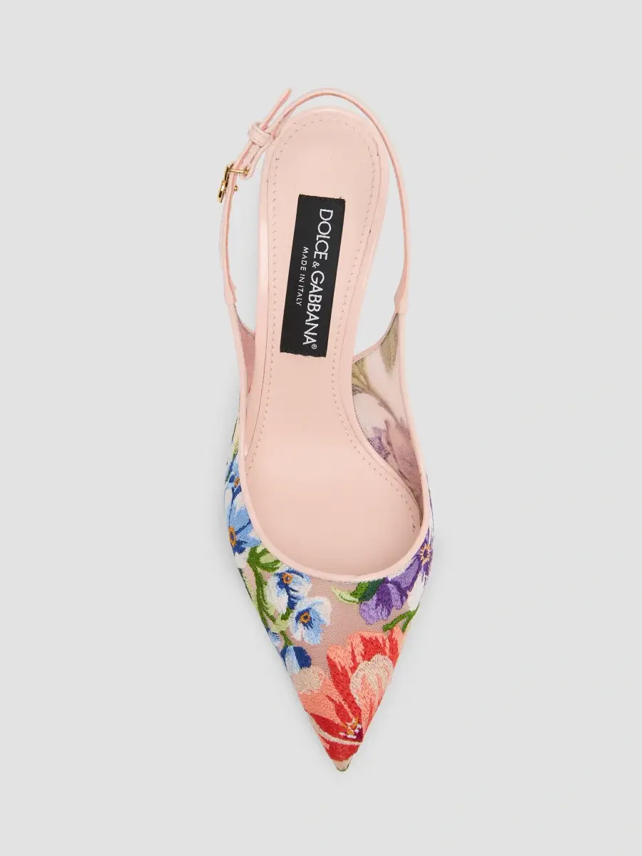 Dolce & Gabbana Women's 90MM Floral Embroidered Slingback Pumps | Thumbnail 6