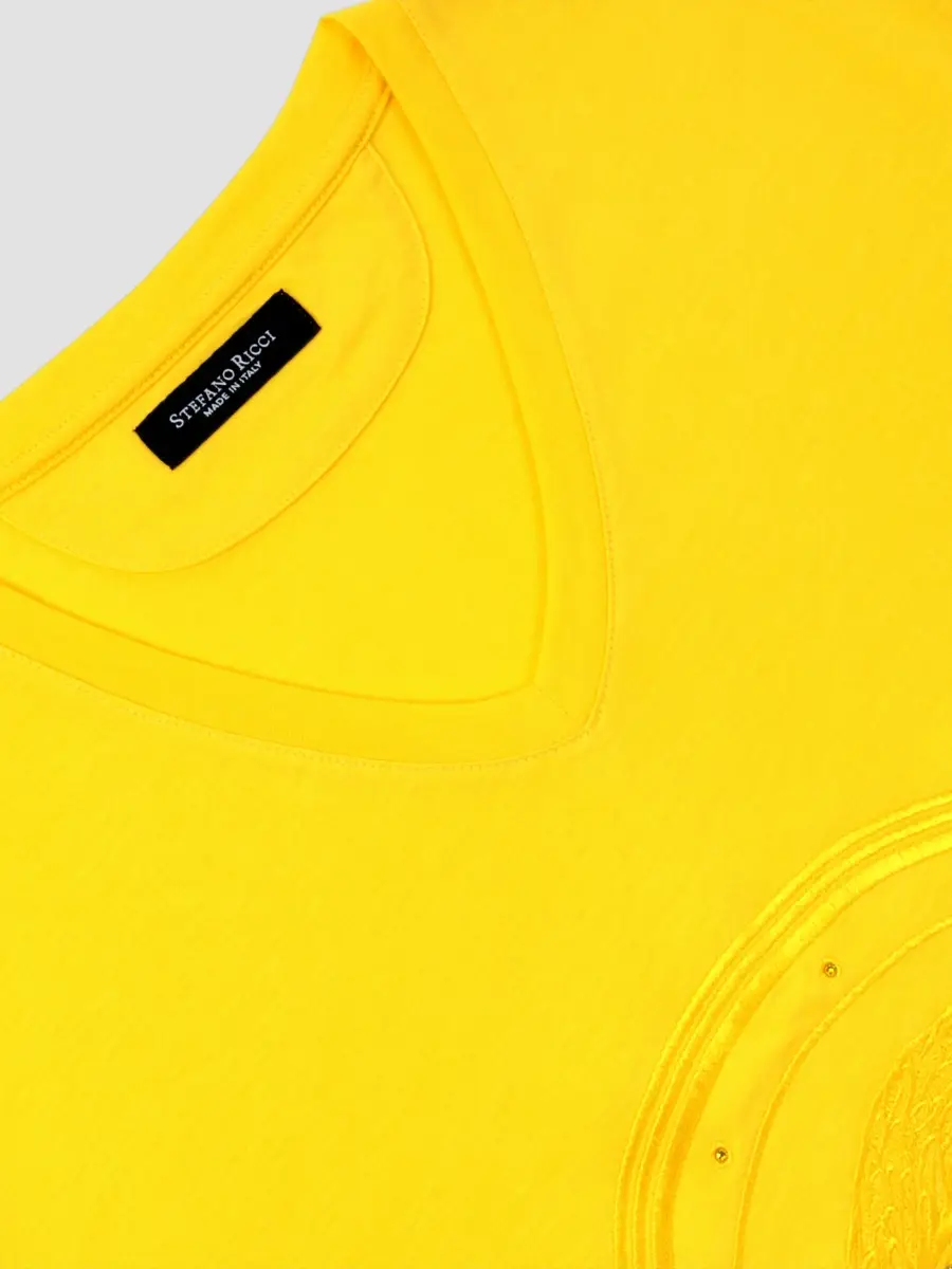 Stefano Ricci Men's Studded Embroidered Eagle V-Neck T-Shirt | Thumbnail 2 Stefano Ricci Men's Studded Embroidered Eagle V-Neck T-Shirt | Thumbnail 2