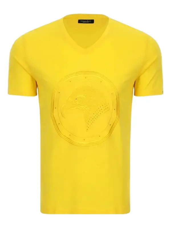 Stefano Ricci Men's Studded Embroidered Eagle V-Neck T-Shirt