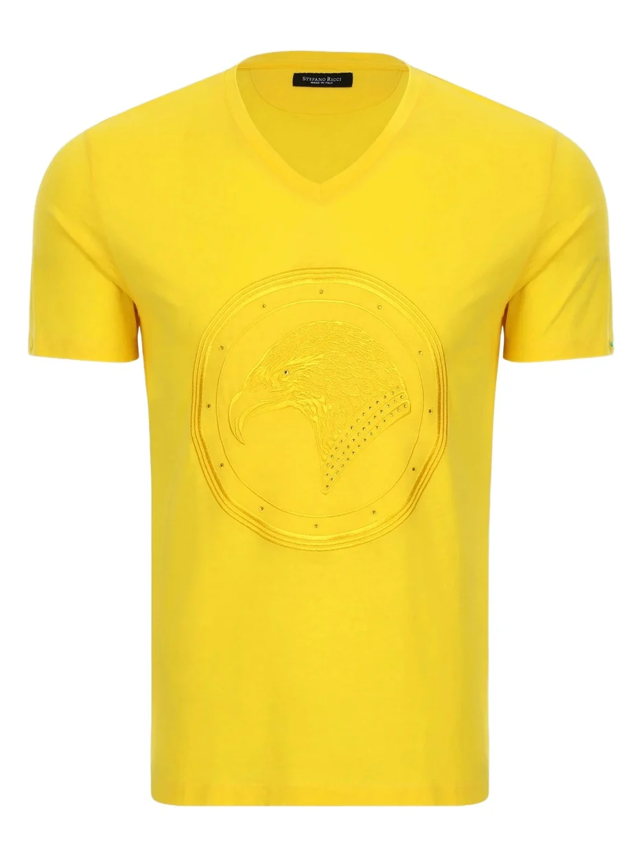 Men's Studded Embroidered Eagle V-Neck T-Shirt Men's Studded Embroidered Eagle V-Neck T-Shirt