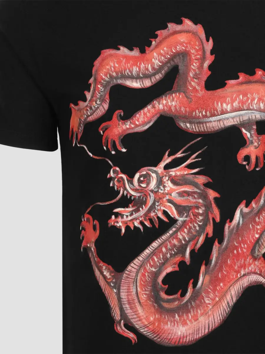 Stefano Ricci Men's Embroidered Coiled Dragon T-Shirt | Thumbnail 3 Stefano Ricci Men's Embroidered Coiled Dragon T-Shirt | Thumbnail 3