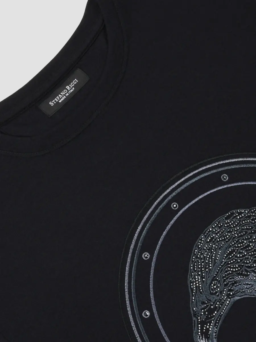 Stefano Ricci Men's Swarovski Crystal Eagle Logo T-Shirt | Thumbnail 2 Stefano Ricci Men's Swarovski Crystal Eagle Logo T-Shirt | Thumbnail 2