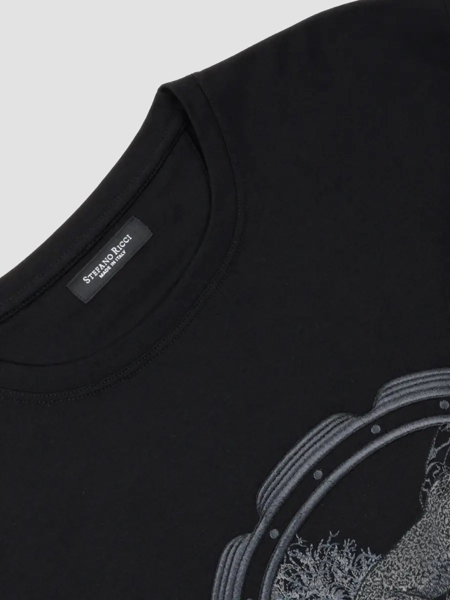 Stefano Ricci Men's Cotton-Blend Embroidered Cheetah T-Shirt | Thumbnail 2 Stefano Ricci Men's Cotton-Blend Embroidered Cheetah T-Shirt | Thumbnail 2