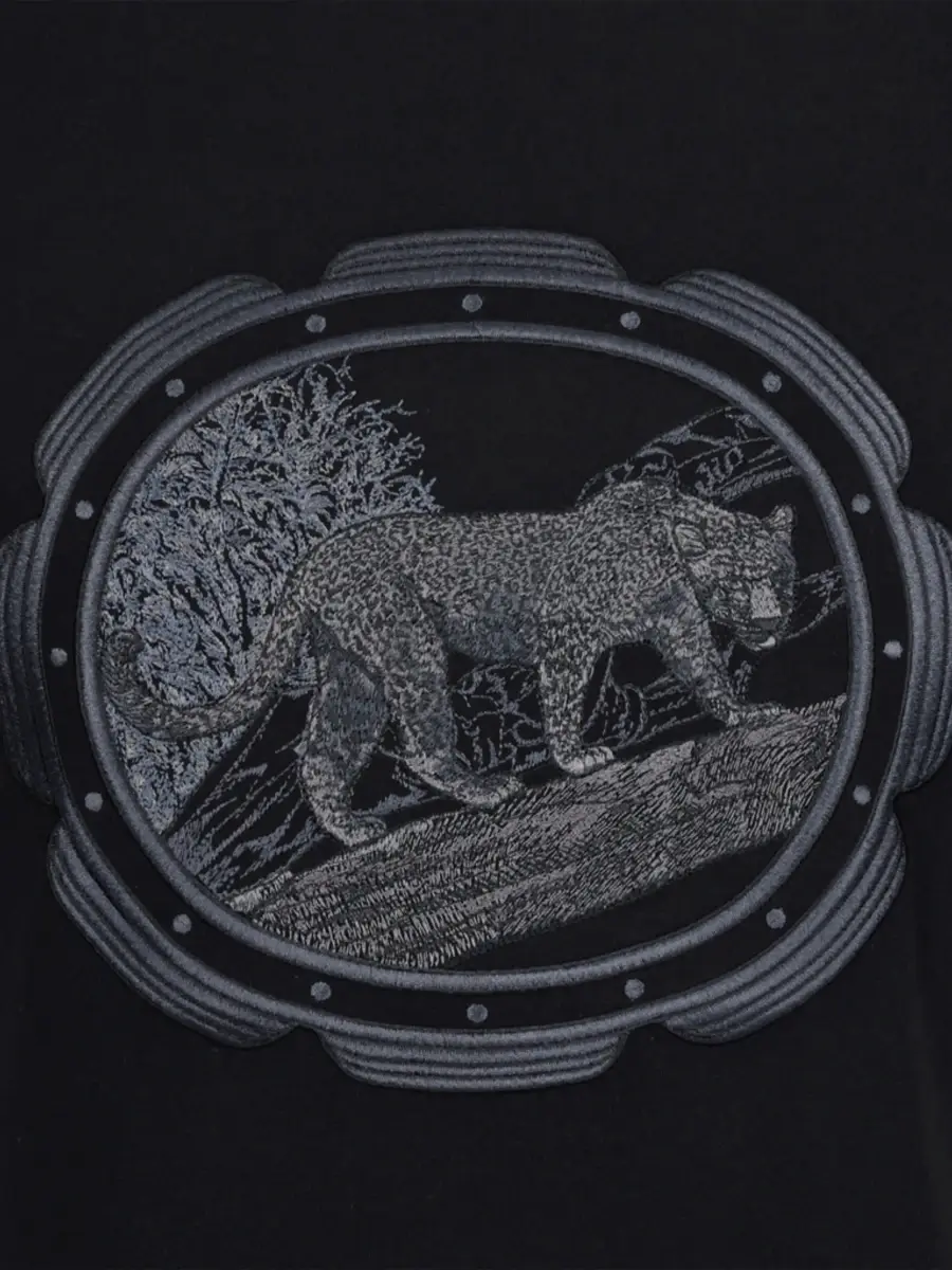 Stefano Ricci Men's Cotton-Blend Embroidered Cheetah T-Shirt | Thumbnail 3 Stefano Ricci Men's Cotton-Blend Embroidered Cheetah T-Shirt | Thumbnail 3