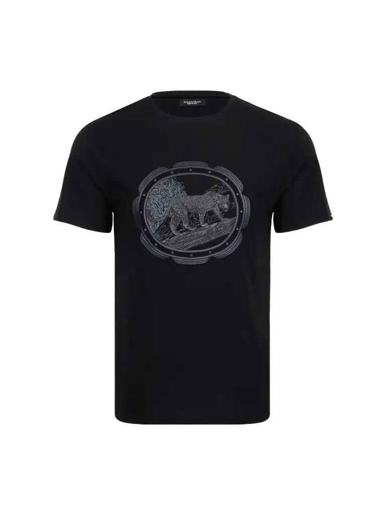 Men's Cotton-Blend Embroidered Cheetah T-Shirt Men's Cotton-Blend Embroidered Cheetah T-Shirt