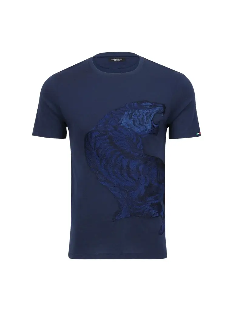 Stefano Ricci Men's Embroidered Roaring Tiger T-Shirt