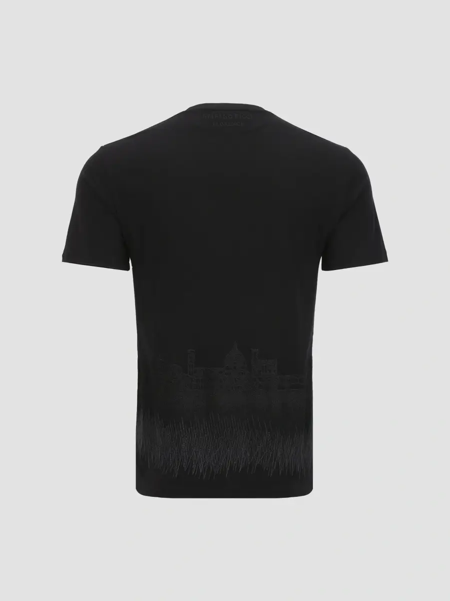 Stefano Ricci Men's Crewneck Florence Skyline Embroidered T-Shirt | Thumbnail 2 Stefano Ricci Men's Crewneck Florence Skyline Embroidered T-Shirt | Thumbnail 2
