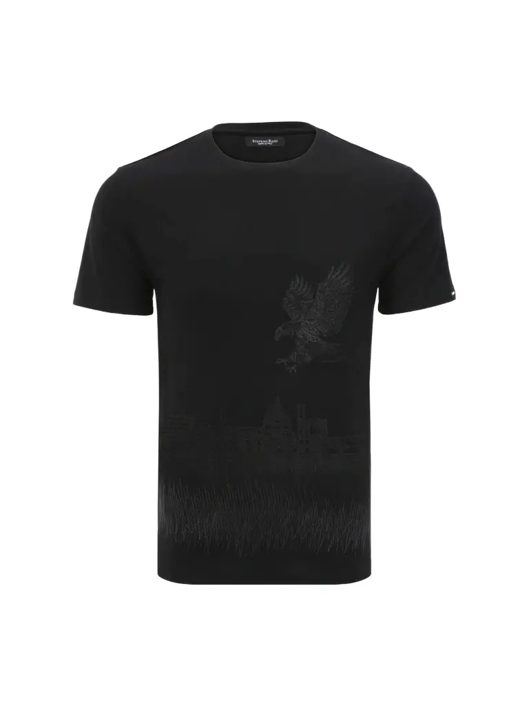 Stefano Ricci Men's Crewneck Florence Skyline Embroidered T-Shirt