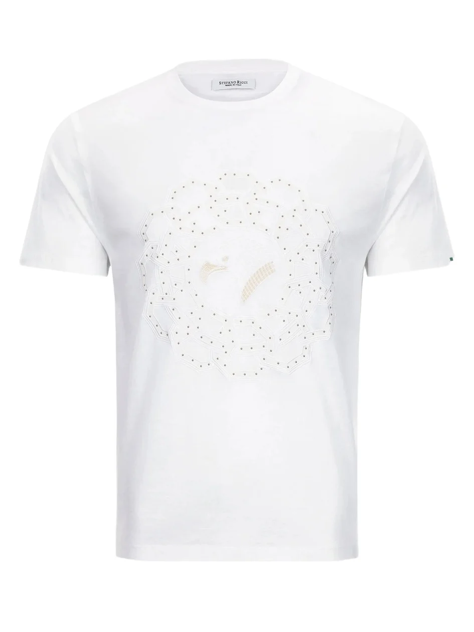 Men's Studded Embroidered Eagle Medallion T-Shirt