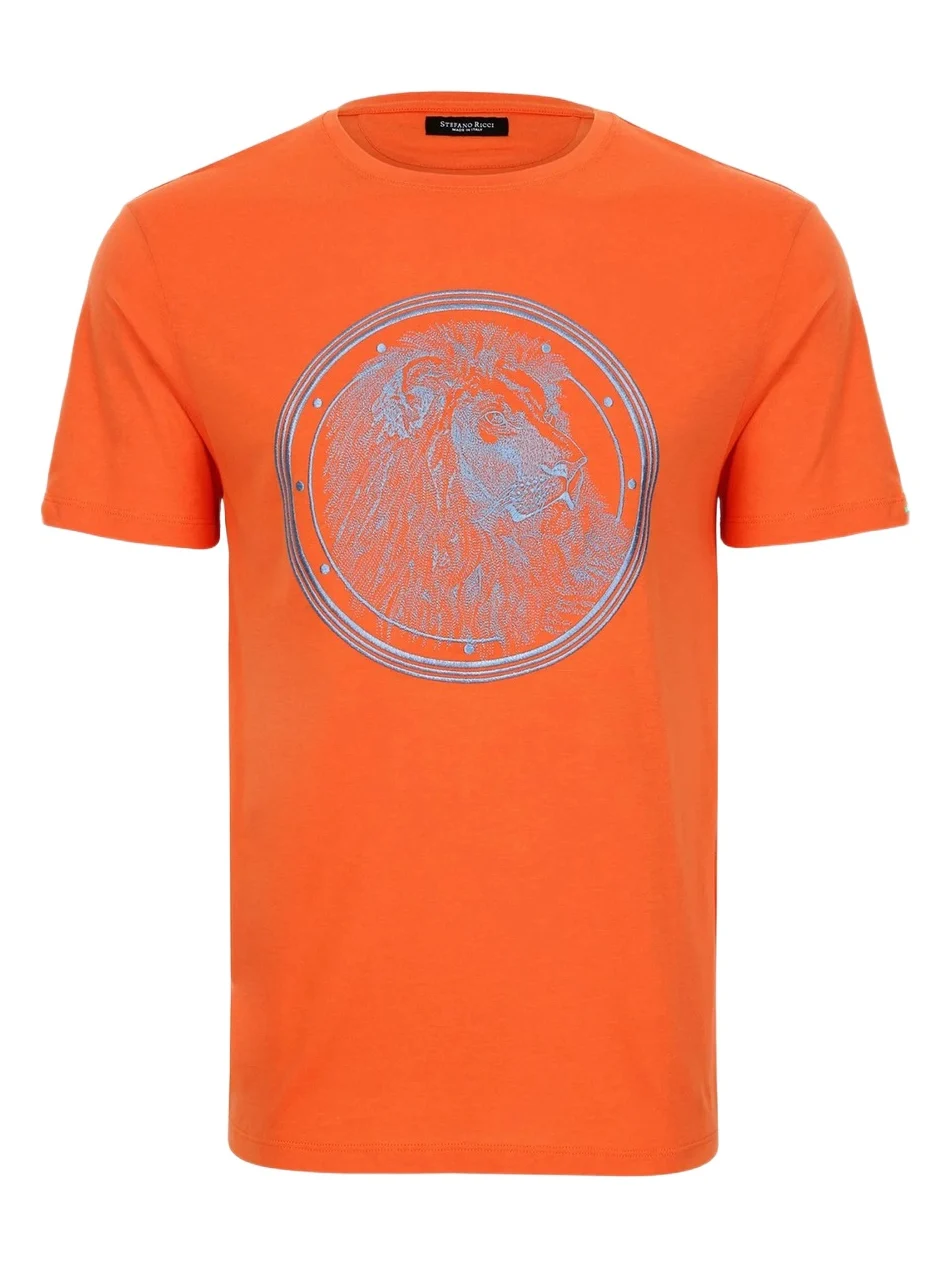Stefano Ricci Men's Cotton-Modal Lion Head Embroidered T-Shirt