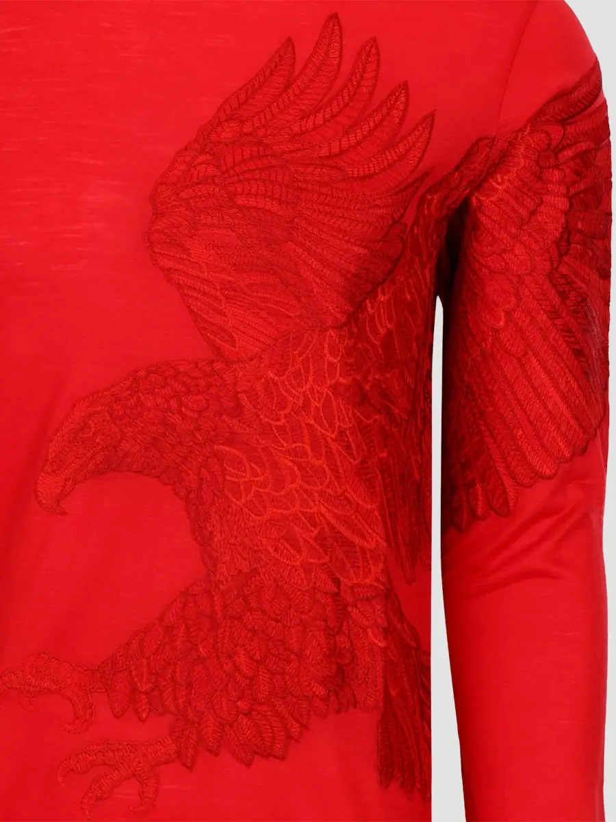 Stefano Ricci Men's Embroidered Flying Eagle Long-Sleeve T-Shirt | Thumbnail 3
