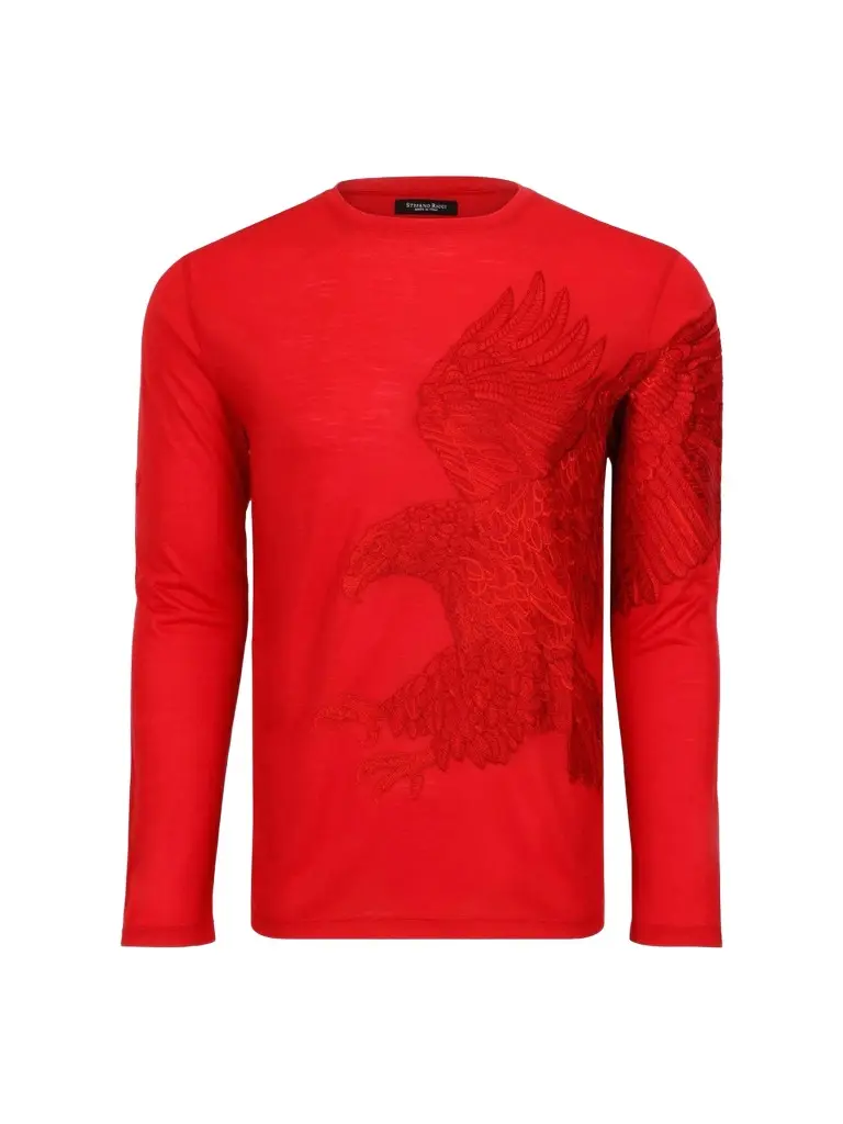 Men's Embroidered Flying Eagle Long-Sleeve T-Shirt Men's Embroidered Flying Eagle Long-Sleeve T-Shirt