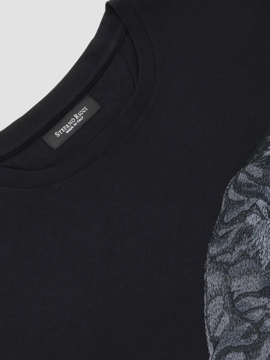Stefano Ricci Men's Embroidered Roaring Tiger Long-Sleeve T-Shirt | Thumbnail 2 Stefano Ricci Men's Embroidered Roaring Tiger Long-Sleeve T-Shirt | Thumbnail 2