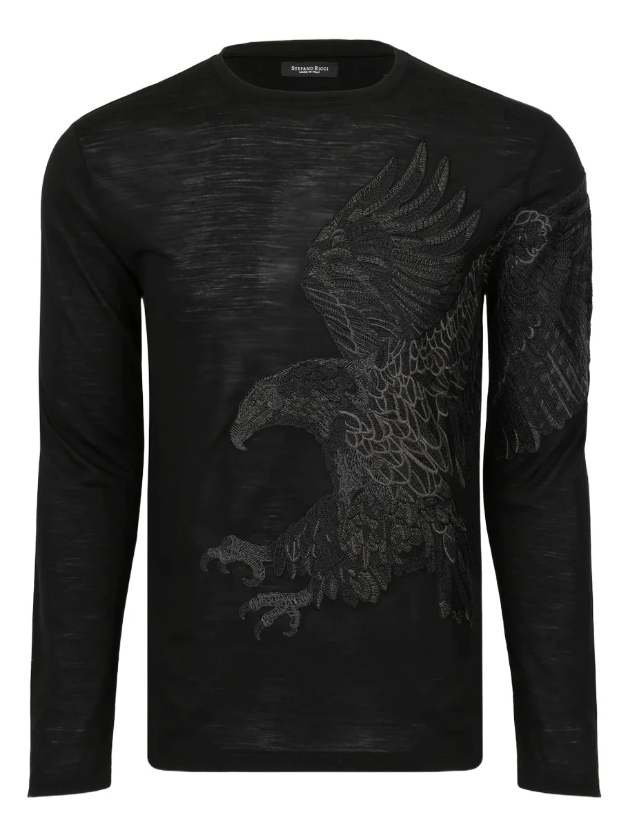 Men's Embroidered Flying Eagle Long-Sleeve T-Shirt Men's Embroidered Flying Eagle Long-Sleeve T-Shirt