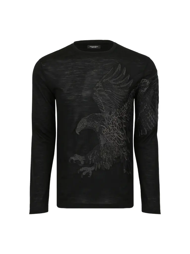 Men's Embroidered Flying Eagle Long-Sleeve T-Shirt Men's Embroidered Flying Eagle Long-Sleeve T-Shirt