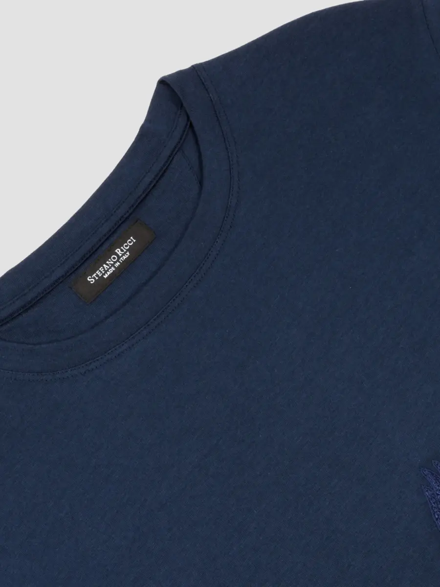 Stefano Ricci Men's Crewneck Florence Skyline Embroidered T-Shirt | Thumbnail 3 Stefano Ricci Men's Crewneck Florence Skyline Embroidered T-Shirt | Thumbnail 3