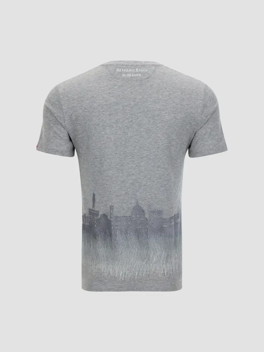 Stefano Ricci Men's Crewneck Florence Skyline Embroidered T-Shirt | Thumbnail 2 Stefano Ricci Men's Crewneck Florence Skyline Embroidered T-Shirt | Thumbnail 2