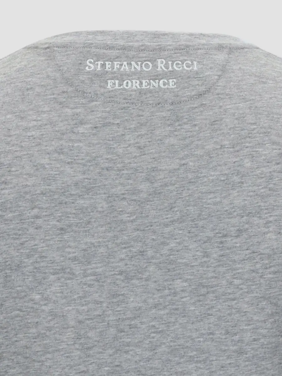 Stefano Ricci Men's Crewneck Florence Skyline Embroidered T-Shirt | Thumbnail 4 Stefano Ricci Men's Crewneck Florence Skyline Embroidered T-Shirt | Thumbnail 4