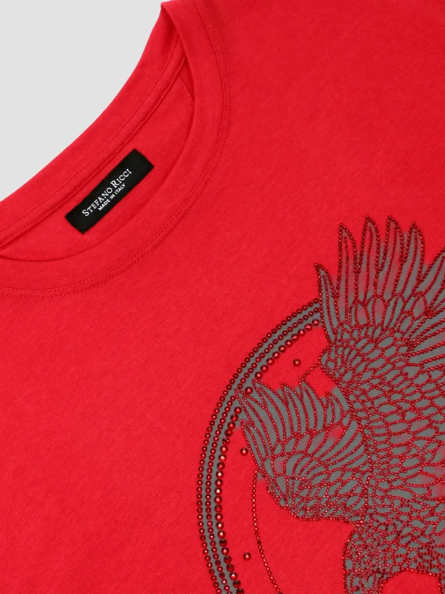 Stefano Ricci Men's Swarovski Crystal Eagle Logo T-Shirt | Thumbnail 2 Stefano Ricci Men's Swarovski Crystal Eagle Logo T-Shirt | Thumbnail 2