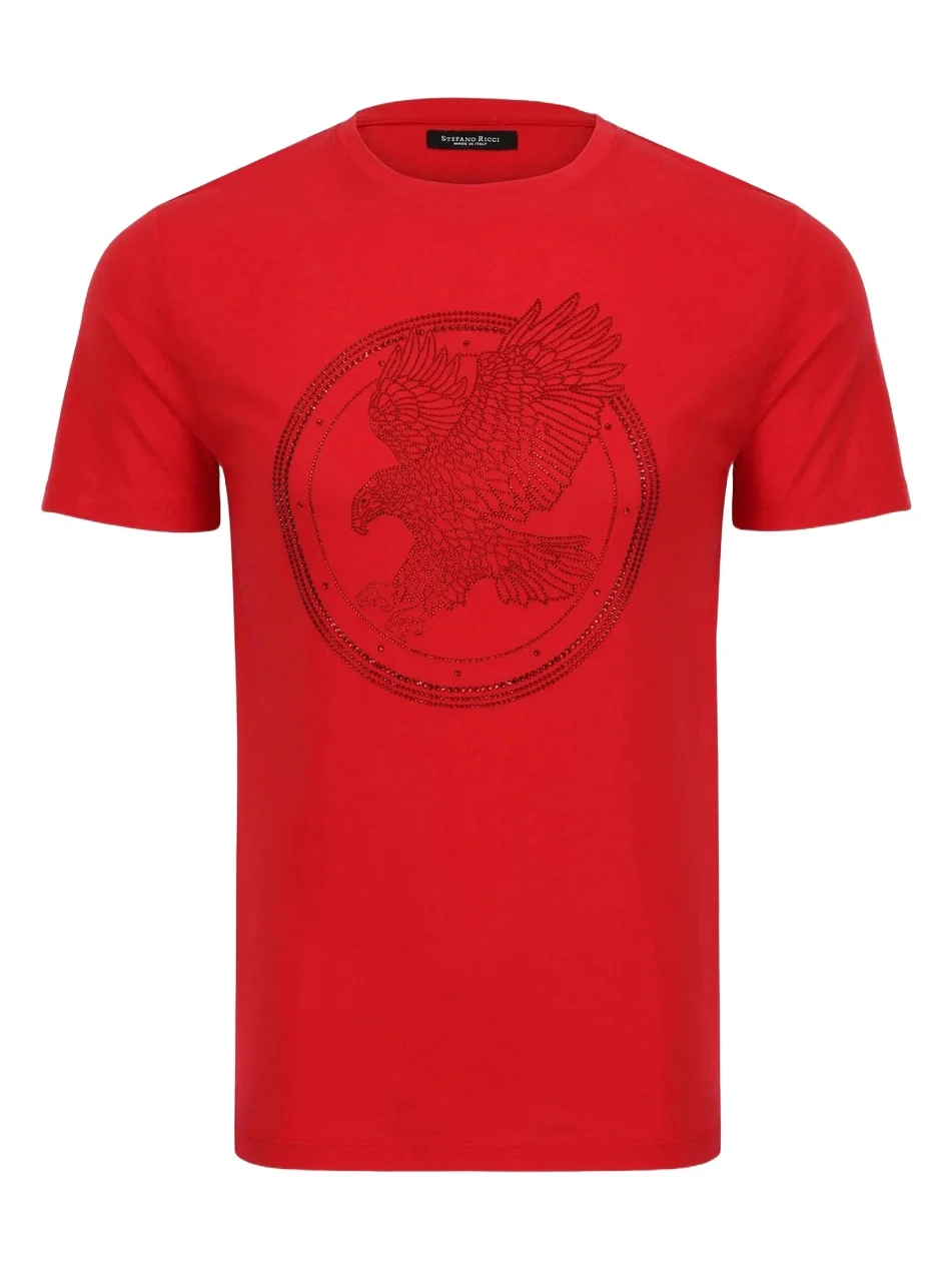Stefano Ricci Men's Swarovski Crystal Eagle Logo T-Shirt