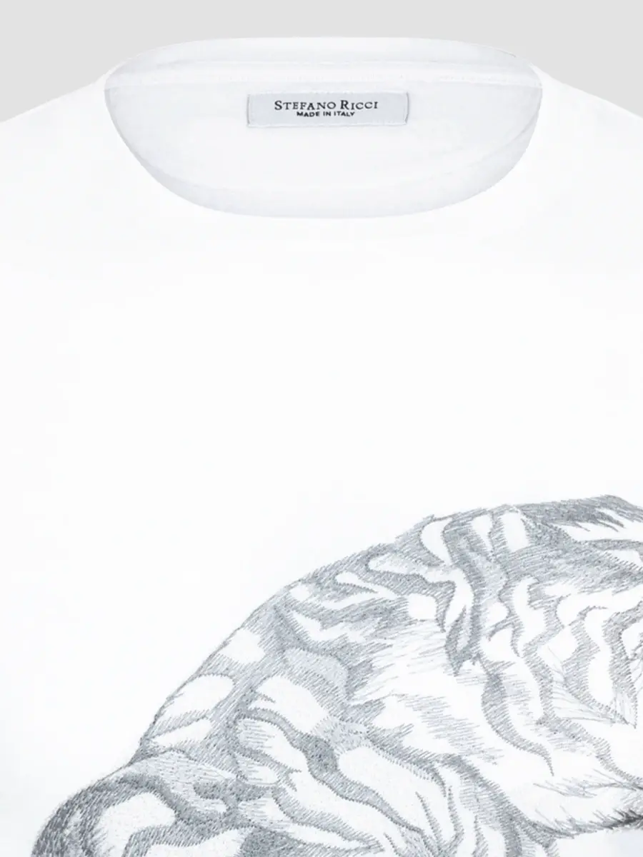 Stefano Ricci Men's Embroidered Roaring Tiger T-Shirt | Thumbnail 3 Stefano Ricci Men's Embroidered Roaring Tiger T-Shirt | Thumbnail 3