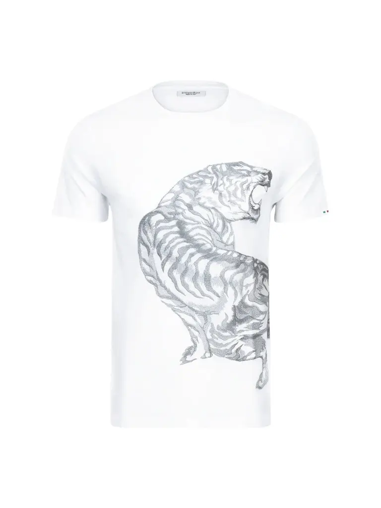 Stefano Ricci Men's Embroidered Roaring Tiger T-Shirt