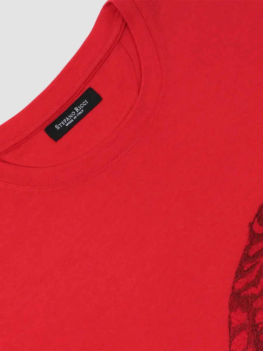 Stefano Ricci Men's Embroidered Roaring Tiger T-Shirt | Thumbnail 2 Stefano Ricci Men's Embroidered Roaring Tiger T-Shirt | Thumbnail 2