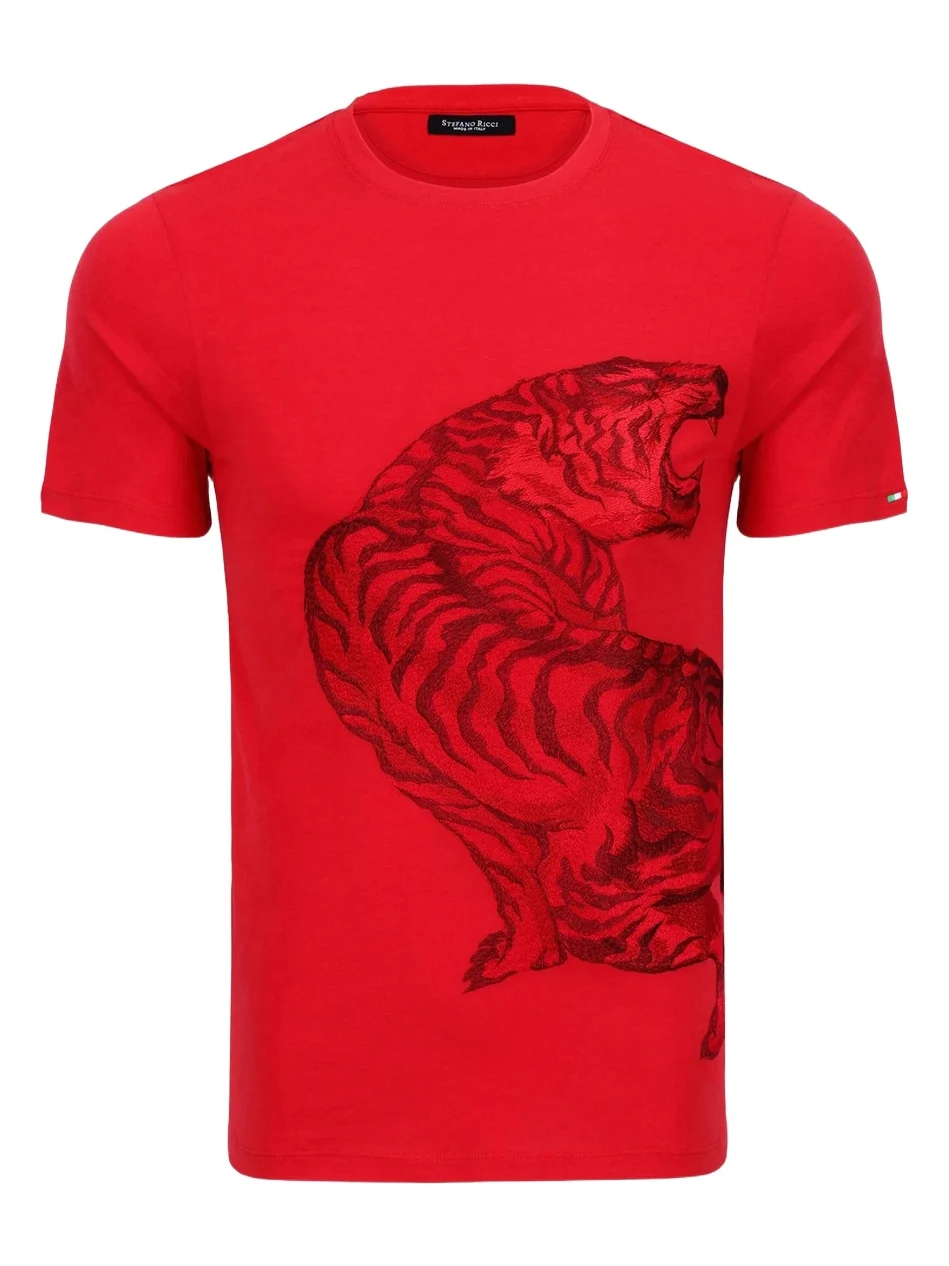 Stefano Ricci Men's Embroidered Roaring Tiger T-Shirt