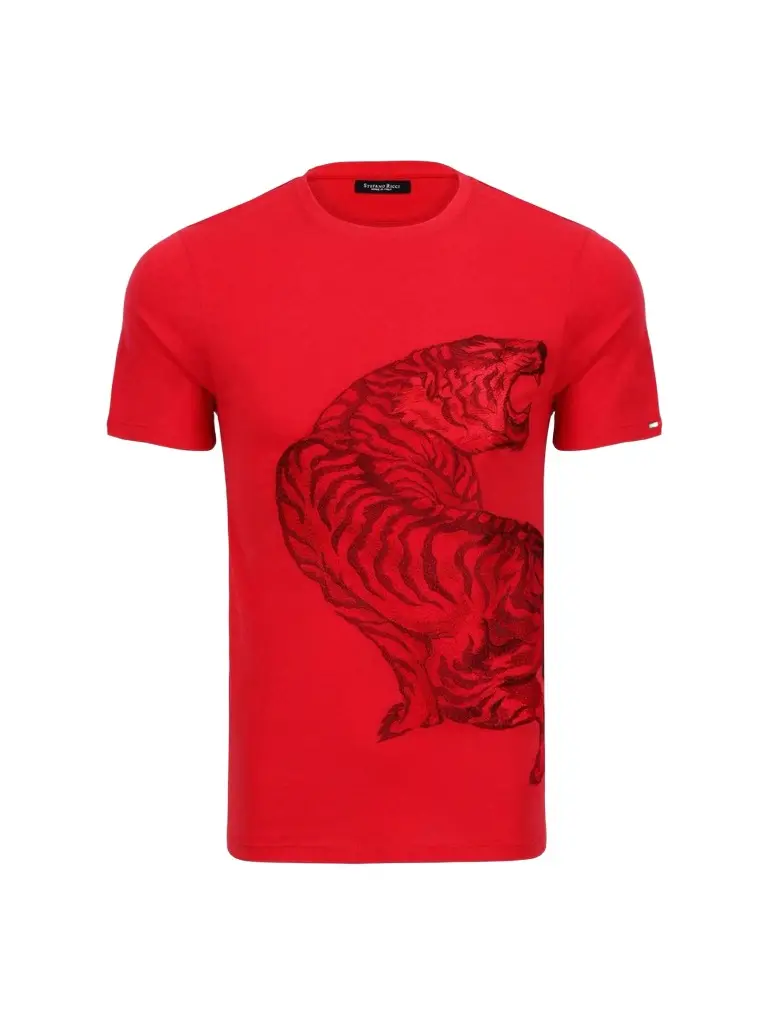 Stefano Ricci Men's Embroidered Roaring Tiger T-Shirt