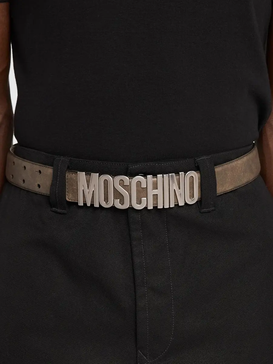 MOSCHINO Men's Logo Hardware Leather Belt | Thumbnail 2 MOSCHINO Men's Logo Hardware Leather Belt | Thumbnail 2