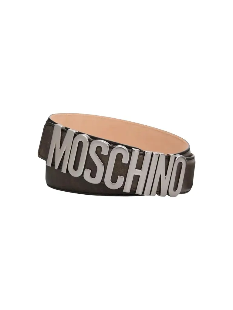 MOSCHINO Men's Logo Hardware Leather Belt