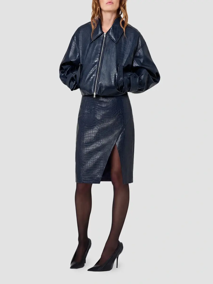Nicholas the Label Women's Livia Croc-Embossed Faux-Leather Knee-Length Skirt | Thumbnail 2 Nicholas the Label Women's Livia Croc-Embossed Faux-Leather Knee-Length Skirt | Thumbnail 2