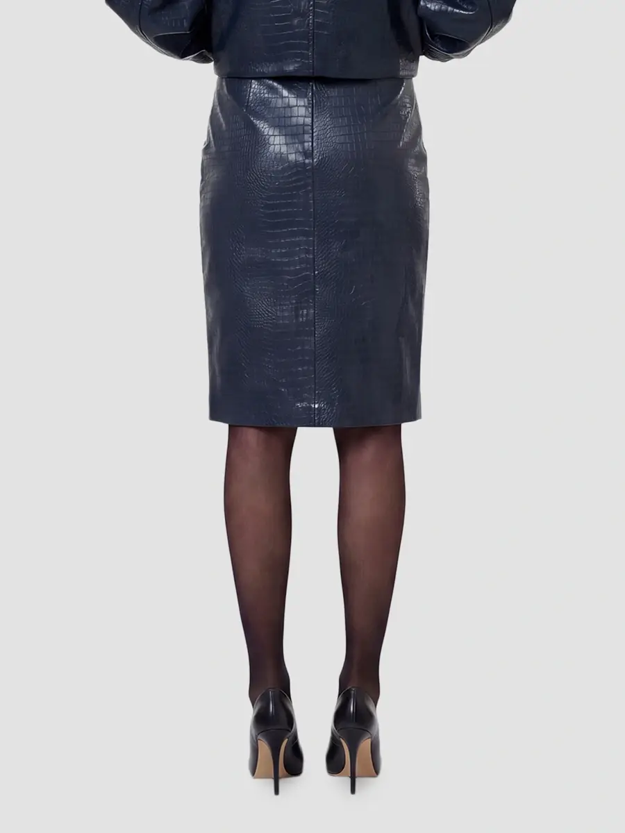 Nicholas the Label Women's Livia Croc-Embossed Faux-Leather Knee-Length Skirt | Thumbnail 3 Nicholas the Label Women's Livia Croc-Embossed Faux-Leather Knee-Length Skirt | Thumbnail 3