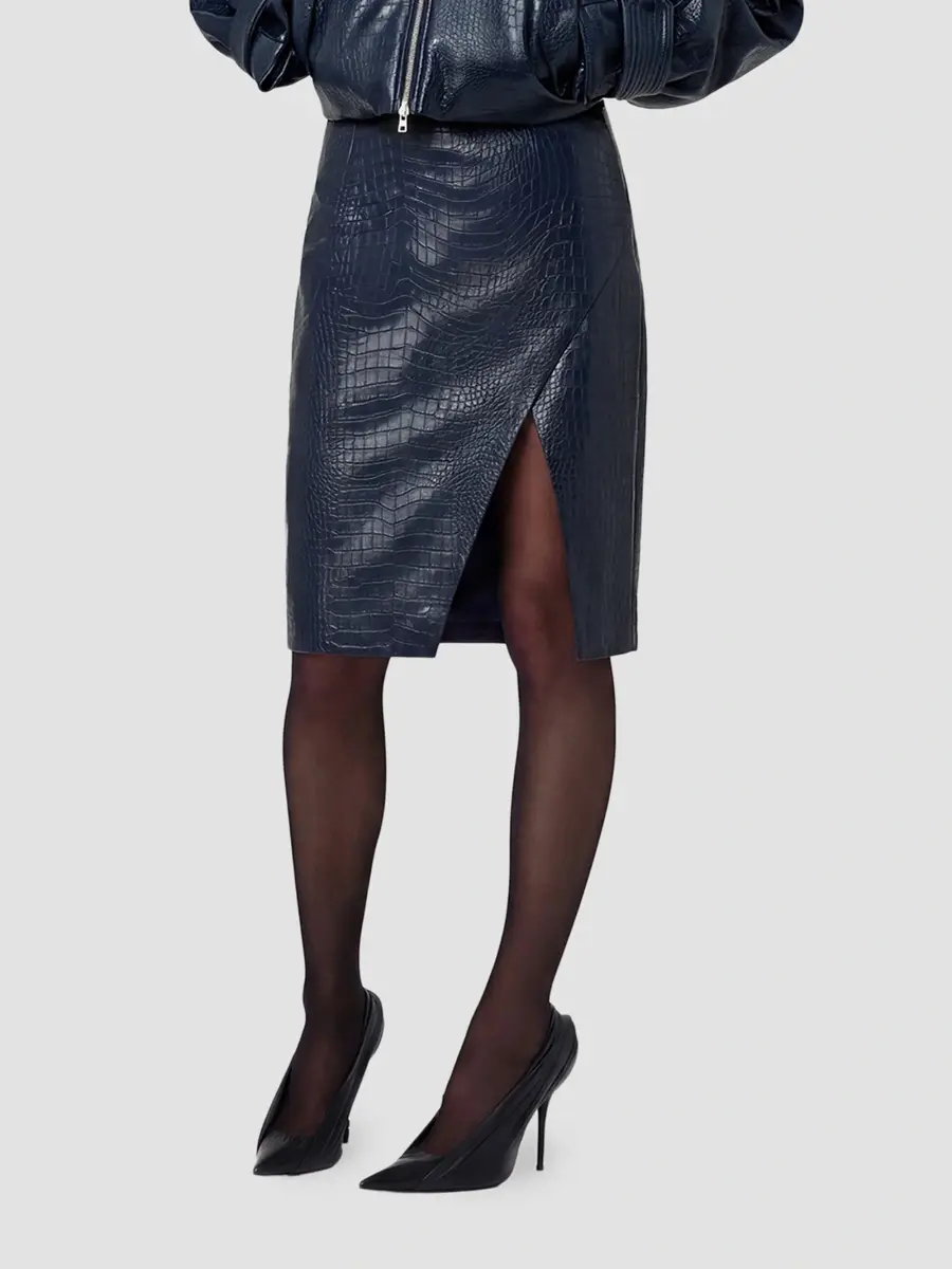 Nicholas the Label Women's Livia Croc-Embossed Faux-Leather Knee-Length Skirt | Thumbnail 4 Nicholas the Label Women's Livia Croc-Embossed Faux-Leather Knee-Length Skirt | Thumbnail 4