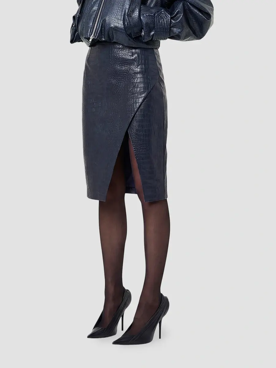 Nicholas the Label Women's Livia Croc-Embossed Faux-Leather Knee-Length Skirt | Thumbnail 5 Nicholas the Label Women's Livia Croc-Embossed Faux-Leather Knee-Length Skirt | Thumbnail 5
