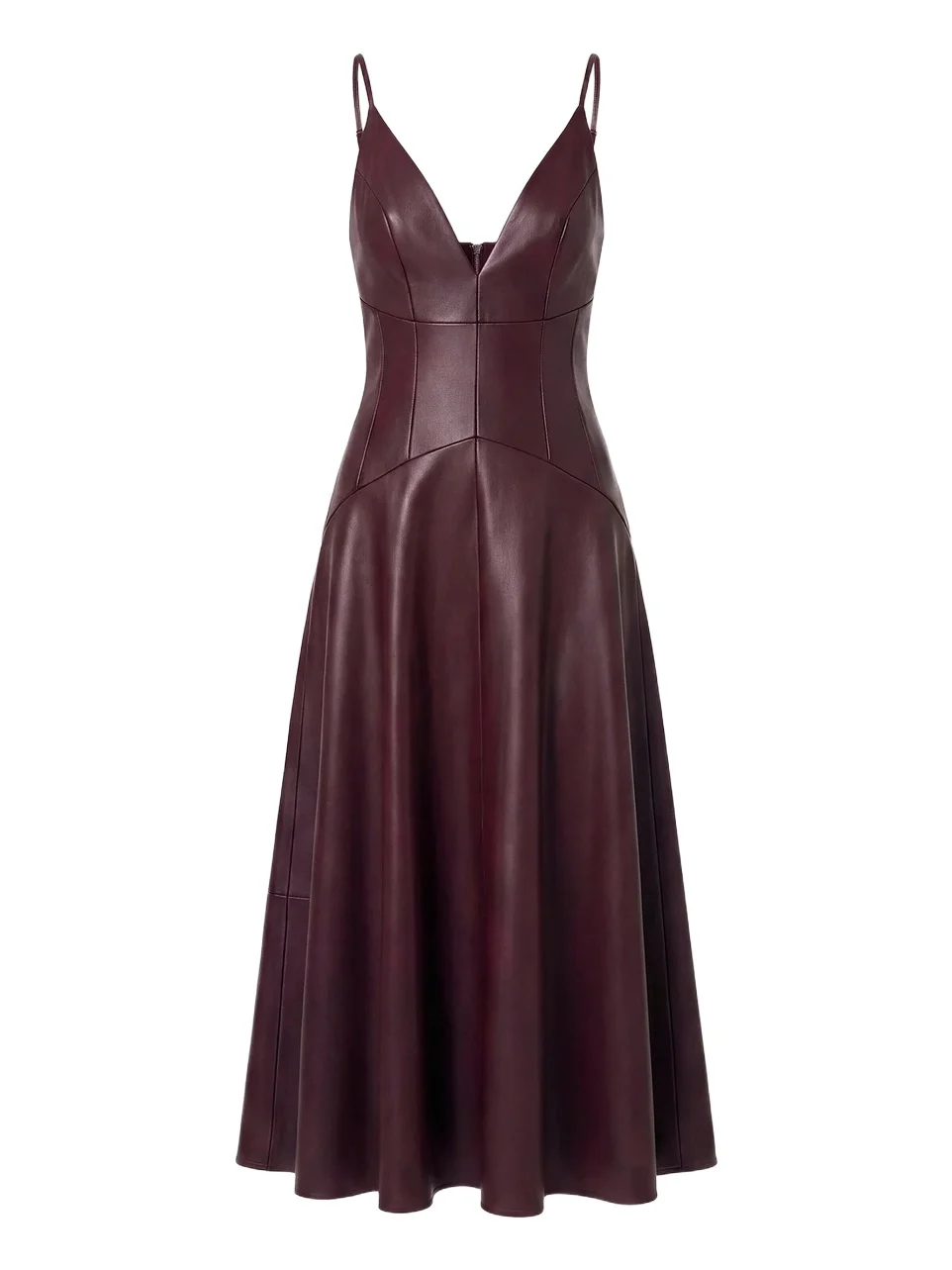 Nicholas the Label Women's Nora Faux-Leather Plunge Neck Midi Dress