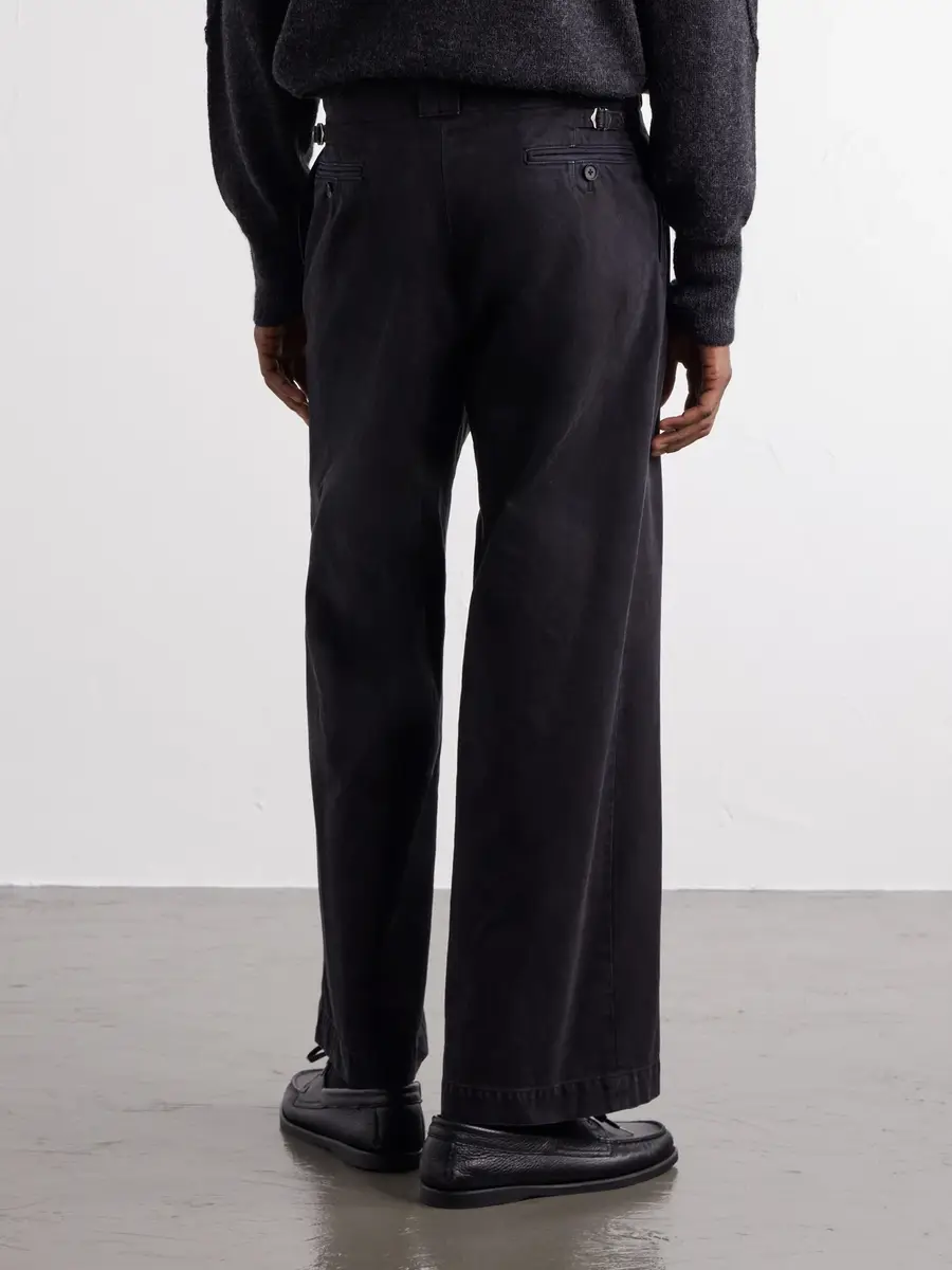 YOKE Wide-Leg Garment-Dyed Pleated Cotton-Twill Trousers - Men | Thumbnail 4 YOKE Wide-Leg Garment-Dyed Pleated Cotton-Twill Trousers - Men | Thumbnail 4