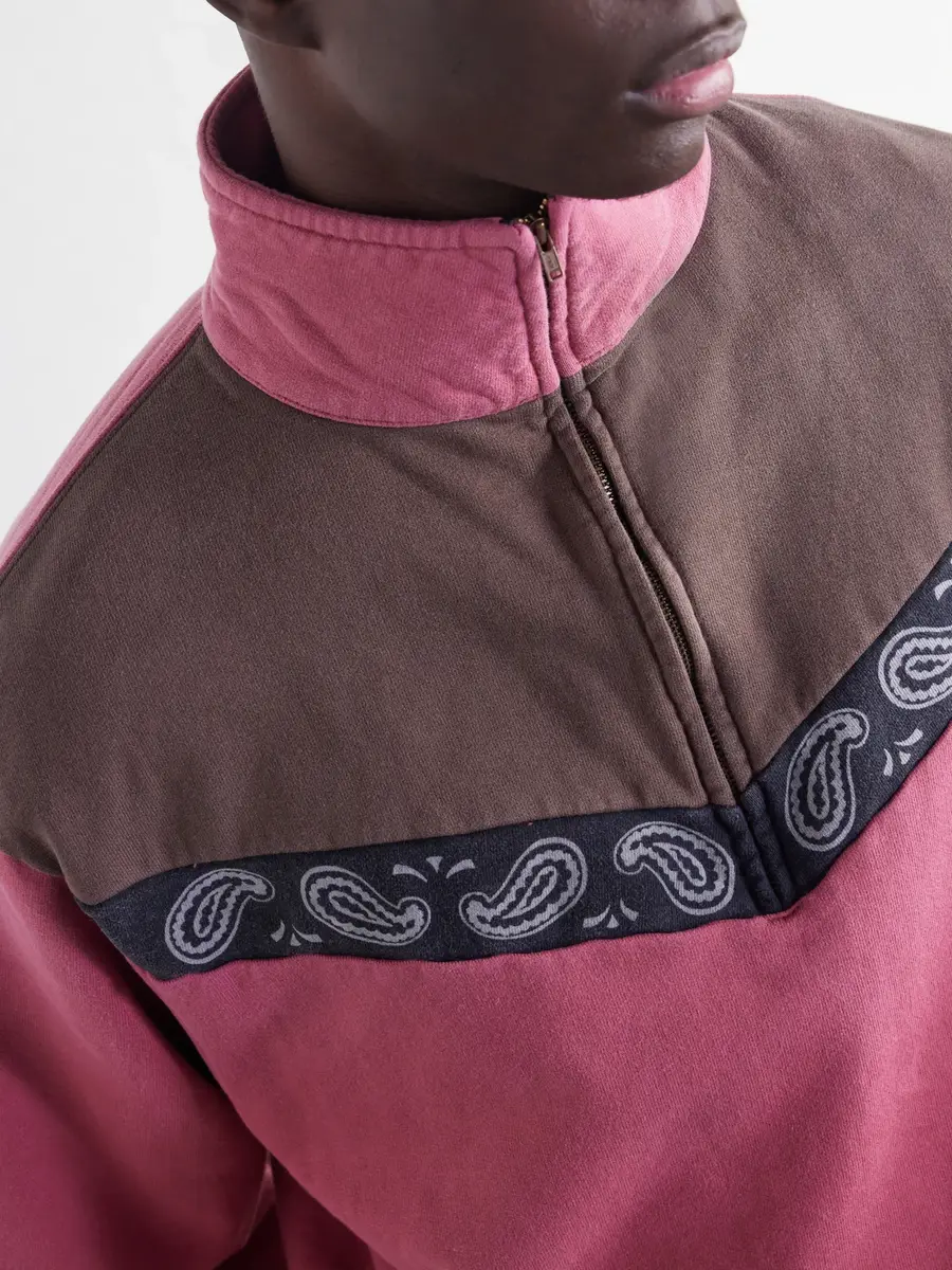 KAPITAL Colour-Block Paisley-Trimmed Cotton-Jersey Half-Zip Sweatshirt - Men | Thumbnail 5 KAPITAL Colour-Block Paisley-Trimmed Cotton-Jersey Half-Zip Sweatshirt - Men | Thumbnail 5