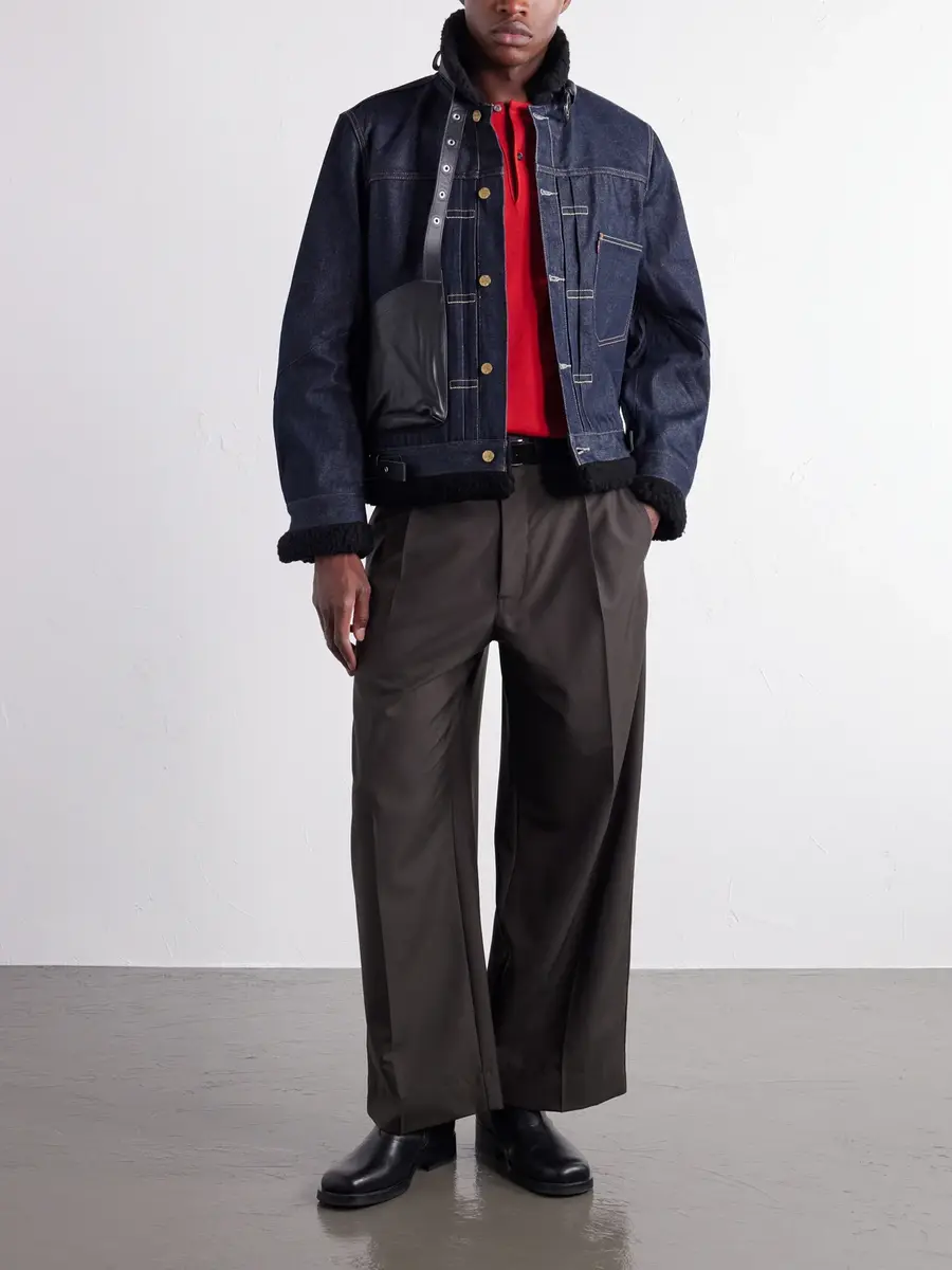 Sacai Levi's Plush and Leather-Trimmed Denim Jacket - Men | Thumbnail 2